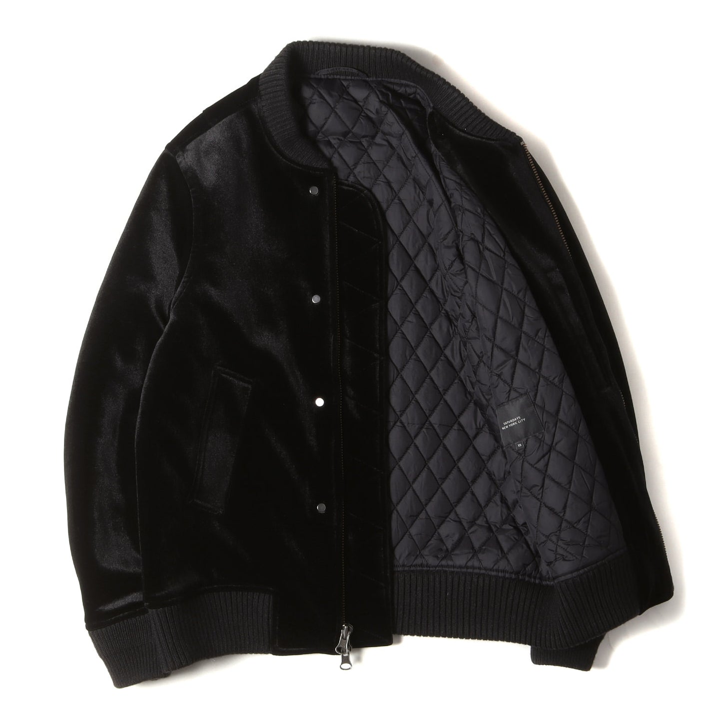 18AW ストレッチ ベルベット フライフロント パテッド フライト ボンバー ジャケット (Calvin M41817CN01) / ダブルジップ ブルゾン カルビン 中わた
