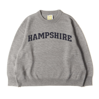 19AW × MIN-NANO HAMPSHIRE ロゴ ジャガード レタード アクリルウール ニット / セーター プルオーバー
