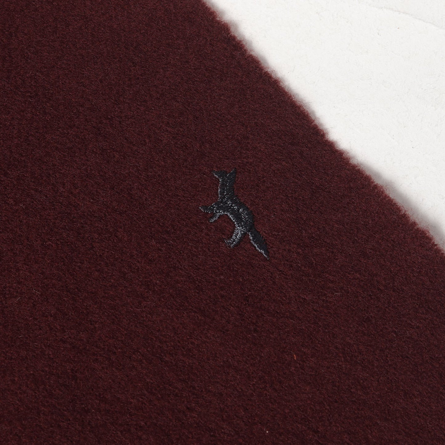 ヴァージンウール フリンジ フォックス 刺繍 大判 ストール / マフラー ショール