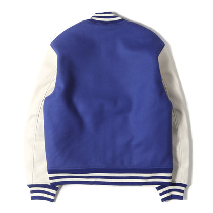 ロゴ チェーン刺繍 ワッペン カウレザースリーブ メルトン スタジャン (SD VARSITY JACKET)