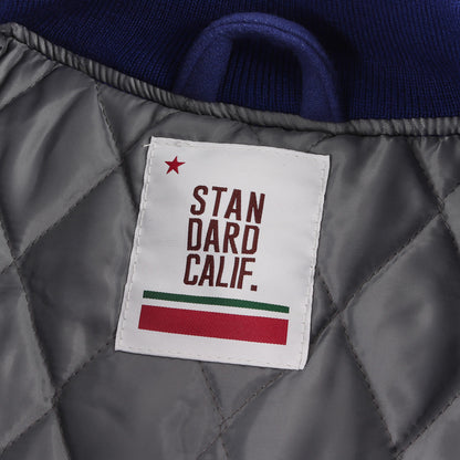 ロゴ チェーン刺繍 ワッペン カウレザースリーブ メルトン スタジャン (SD VARSITY JACKET)