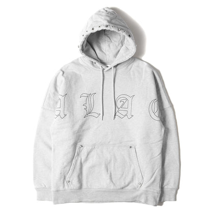 23SS スタッズ ロゴ 刺繍 スウェット パーカー (STUD HOOD) / フーディー 裏起毛