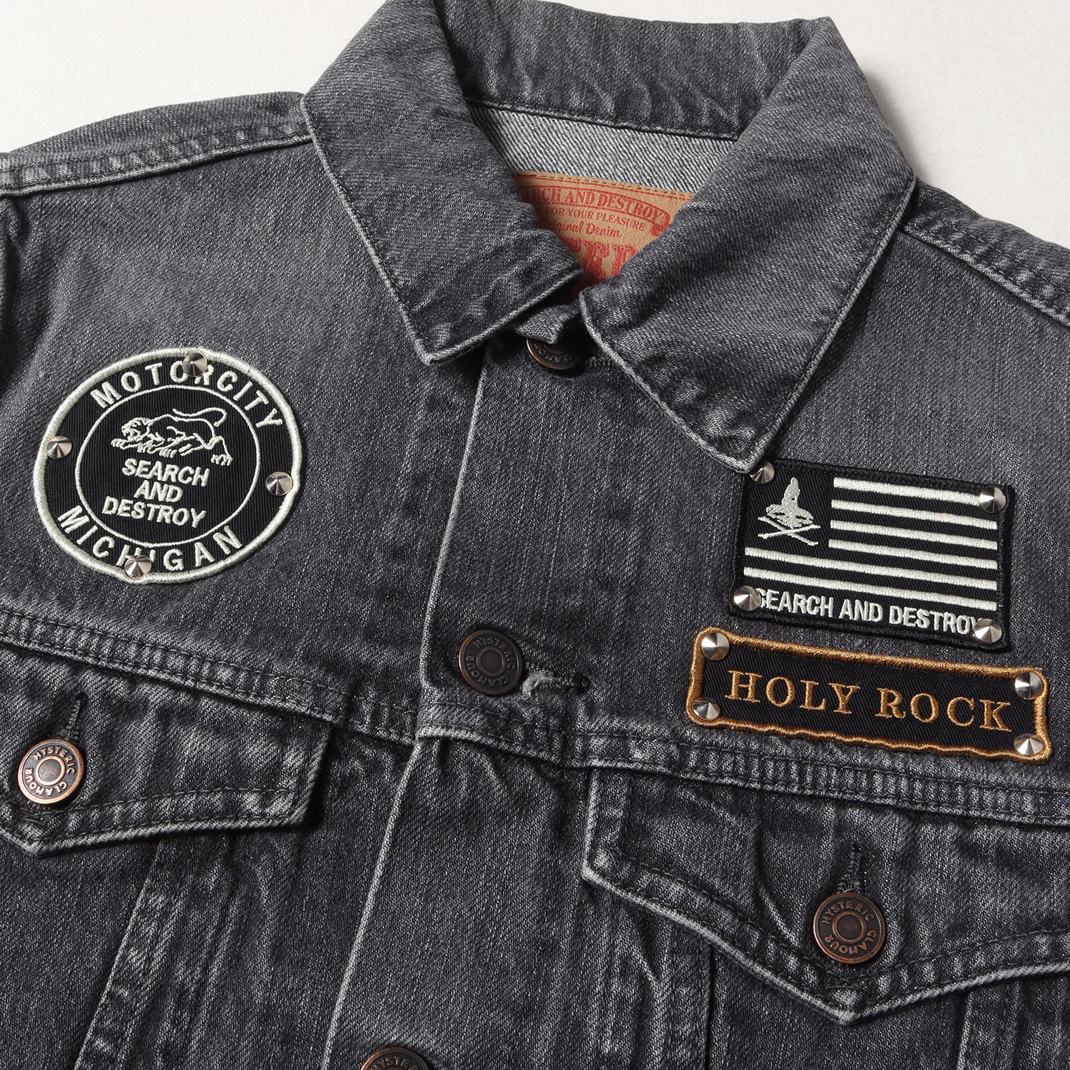 ヒステリックグラマー デニムジャケット ドッキング レザージャケット S XS ヒステリックグラマー デニムジャケット ドッキング レザー