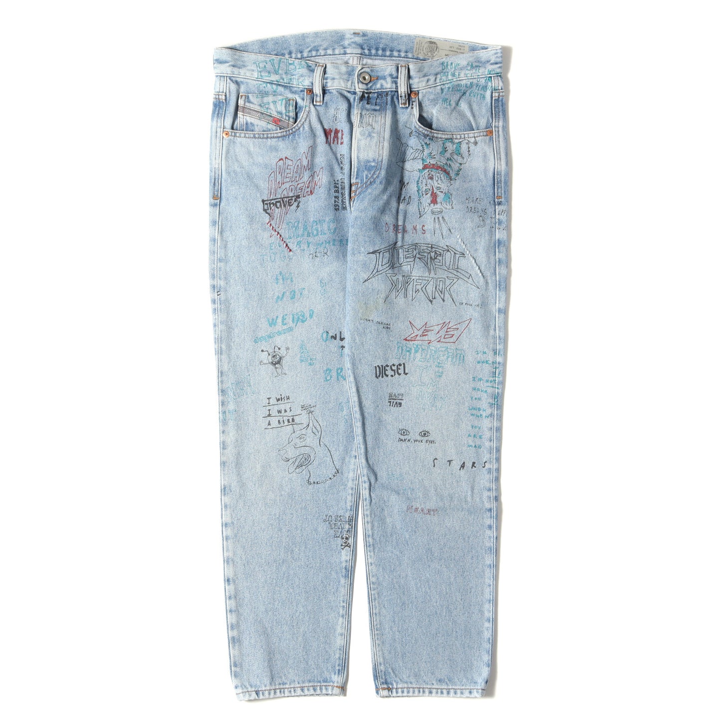 ペイント加工 デニム スリム スキニー パンツ (MHARKY 0076K) / ボタンフライ ジーンズ