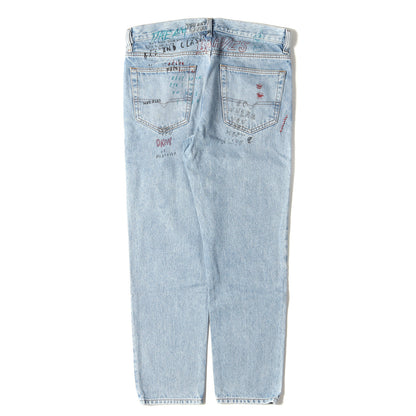 ペイント加工 デニム スリム スキニー パンツ (MHARKY 0076K) / ボタンフライ ジーンズ