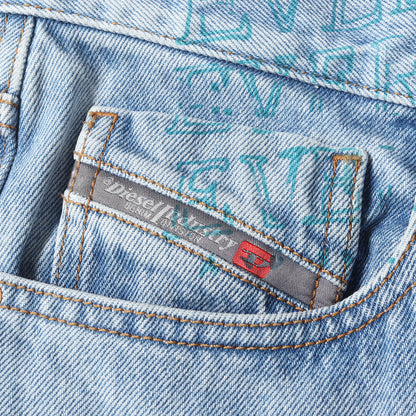 ペイント加工 デニム スリム スキニー パンツ (MHARKY 0076K) / ボタンフライ ジーンズ