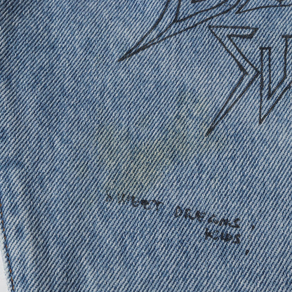 ペイント加工 デニム スリム スキニー パンツ (MHARKY 0076K) / ボタンフライ ジーンズ