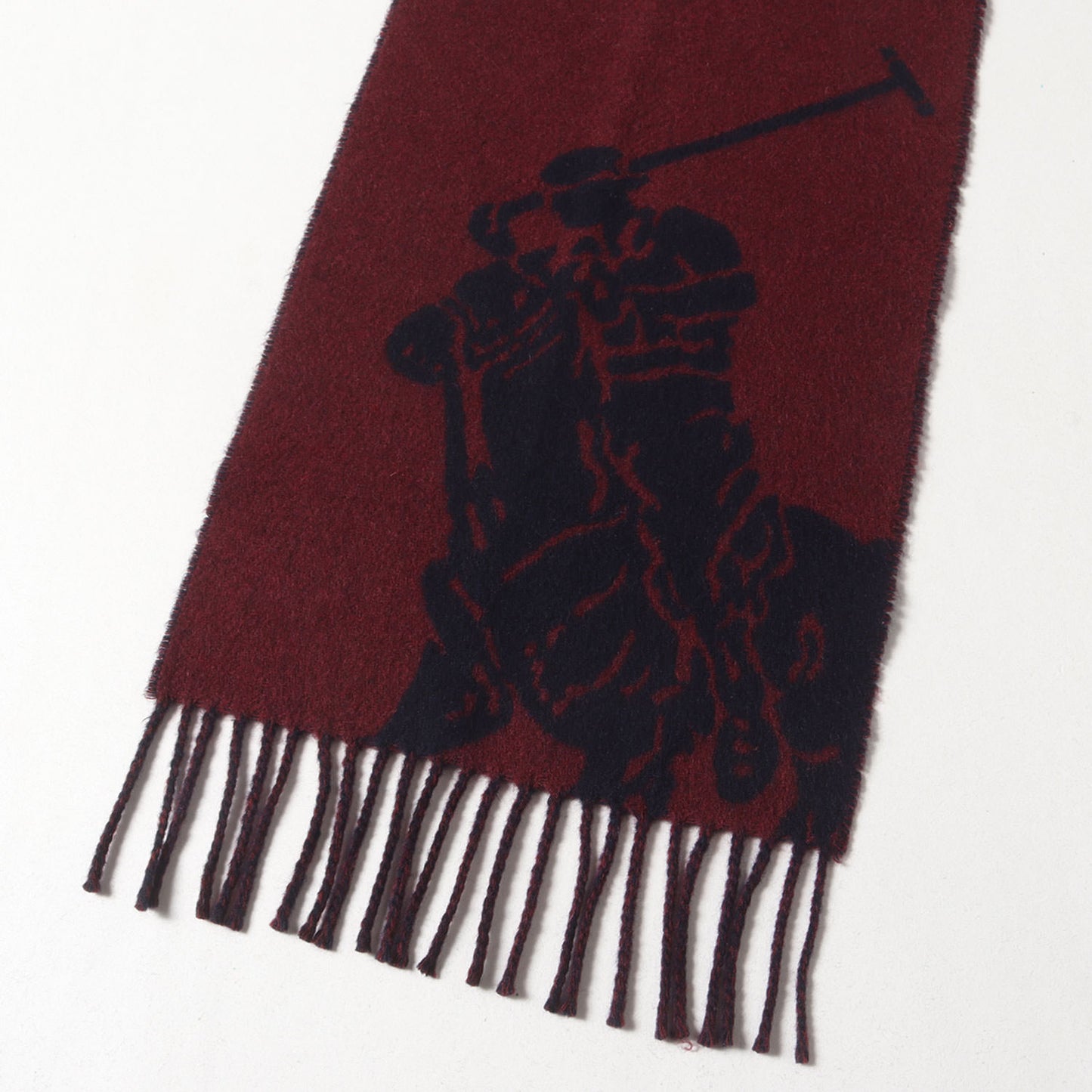 バイカラー アイコン デザイン ウール ナイロン フリンジ マフラー / ストール イタリア製