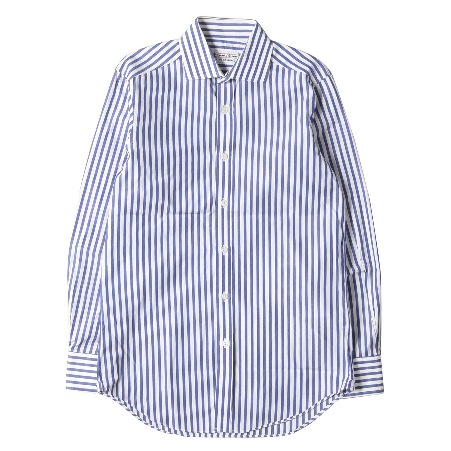 × THOMAS MASON ロンドンストライプ ワイドカラー ドレス シャツ / 長袖 ビジネス フォーマル
