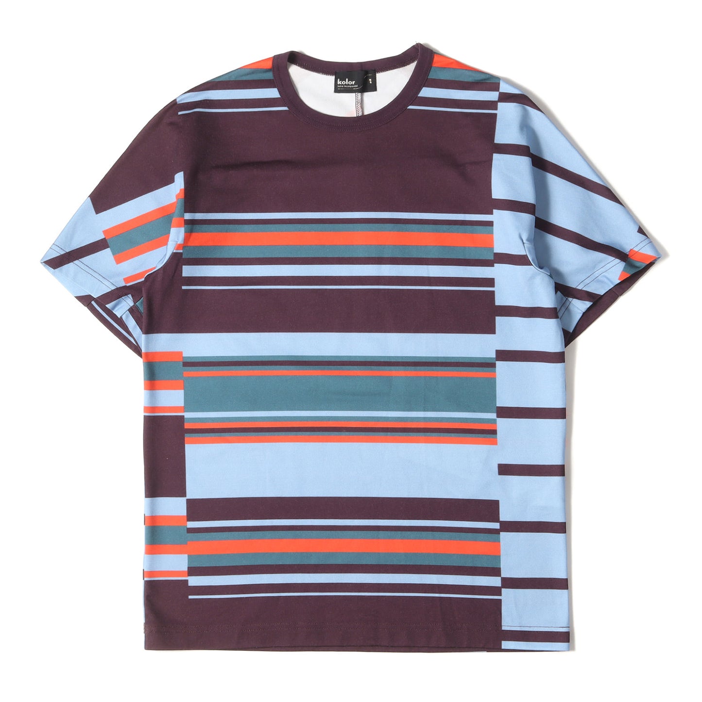 マルチボーダー 変型 切替 ポリコットン ジャージー Tシャツ (187SCM-T07205)