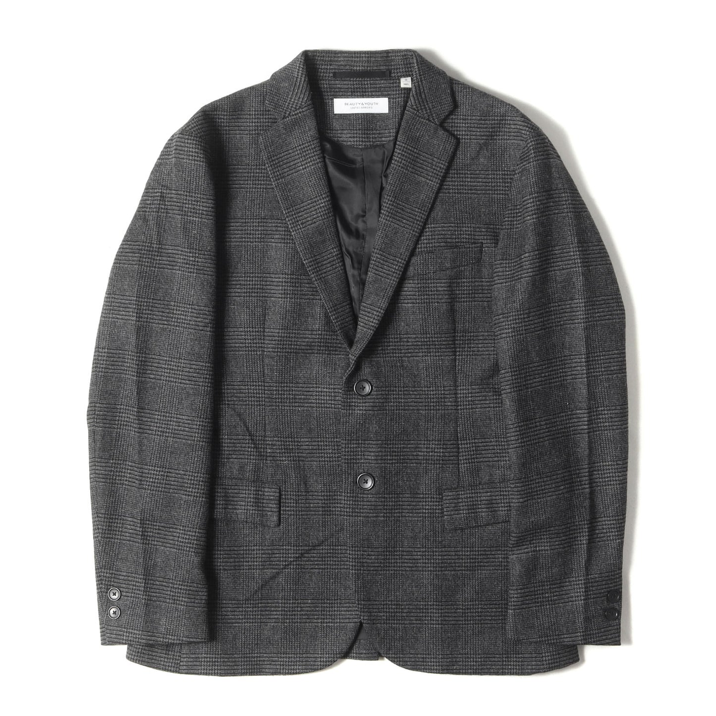 グレンチェック ストレッチ ウールナイロン 2B テーラード ジャケット (1222-139-1477) / 定番 ベーシック ビジカジ オフィカジ BEAUTY&YOUTH