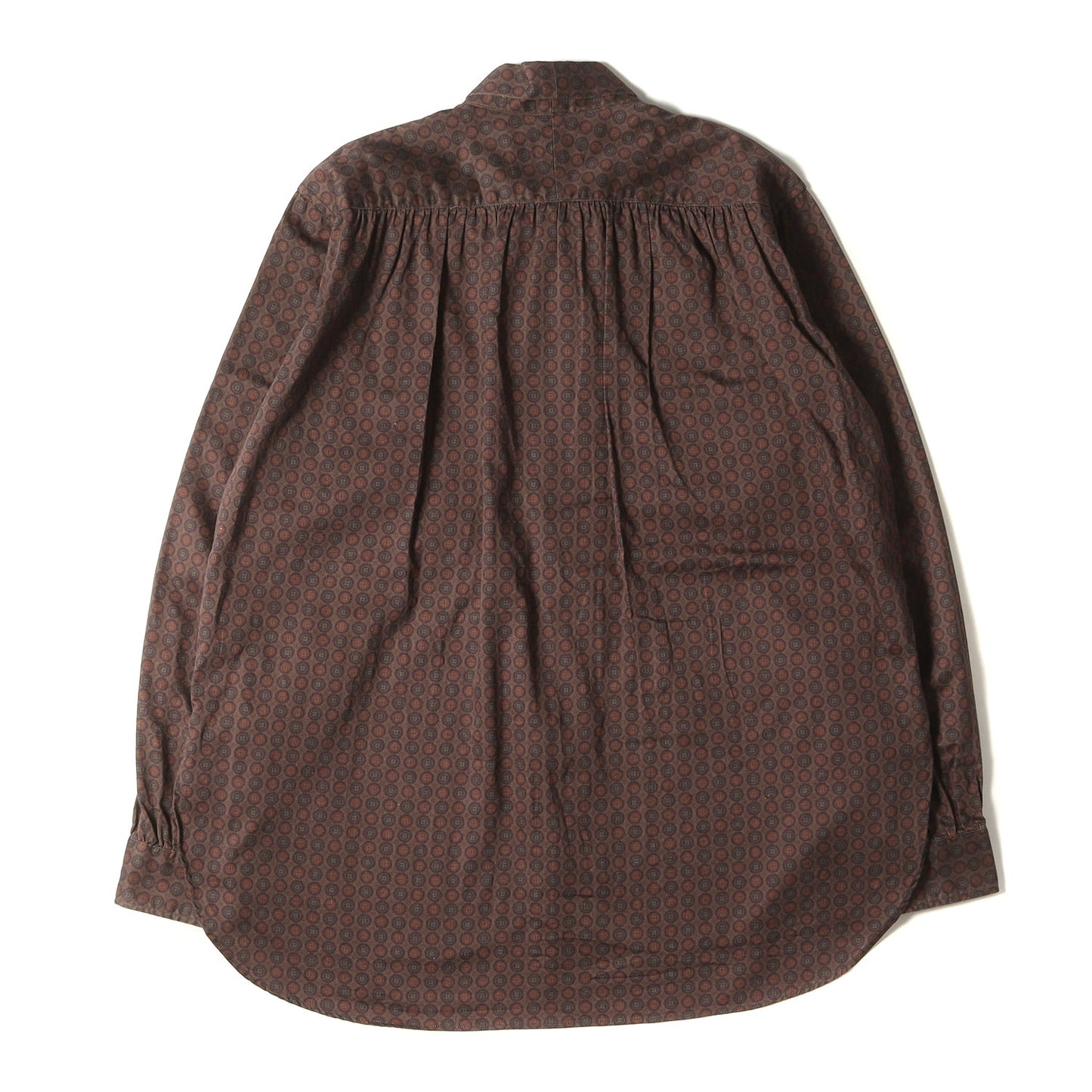 23AW アスコット カラー 総柄 シャツ (Ascot Collar EDW Shirt NS227) / 長袖 フランネル リボン ギャザー クラシカル ドレス