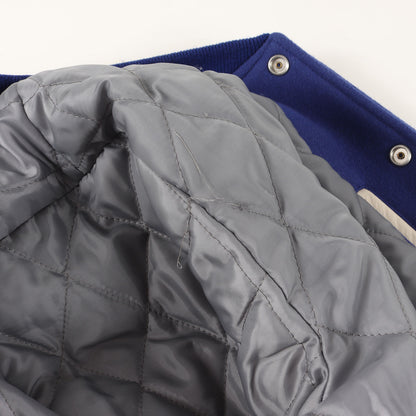 21AW ロゴ チェーン刺繍 ワッペン カウレザースリーブ メルトン スタジャン (SD VARSITY JACKET) / バーシティ ジャケット ブルゾン アウター 羽織 定番 ベーシック アメカジ