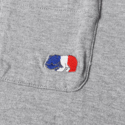 21SS LW 吊り編み 天竺 トリコロール しゃけクマ ポケット Tシャツ / ワンポイント ポケT ベーシック