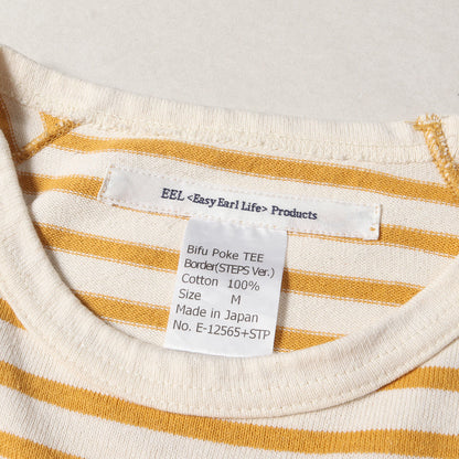 × STEPS 別注 ボーダー ビフポケ ラグラン カットソー (Bifu Poke Tee E-12565+STP) / 七分袖 Tシャツ クォータースリーブ