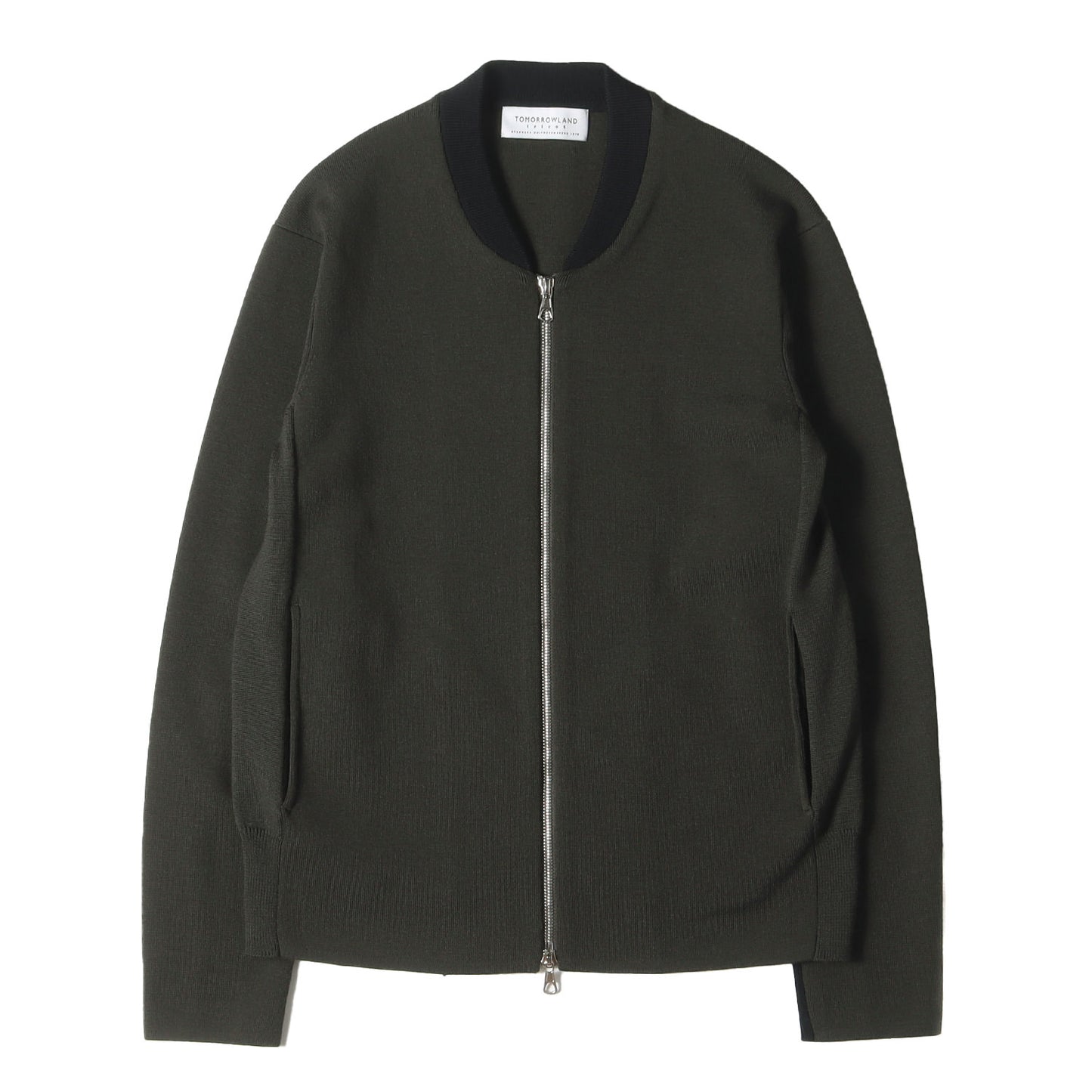 ツートーン ウールポリ ハイゲージ ニット ダブルジップ カーディガン (63-02-64-02002) / ブルゾン 定番 ベーシック ビジカジ オフィカジ tricot