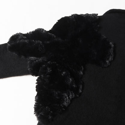 23AW フェイクファー アシンメトリー 切替 ウール 縮絨 3B テーラード ジャケット (PL-J027) / ブルゾン Tailoring of the Avant-Garde