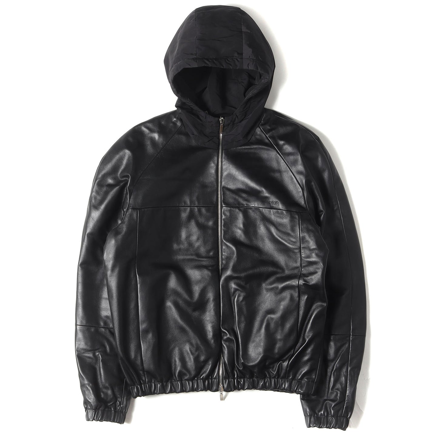 リバーシブル エンボスロゴ ラムレザー リップストップ パテッド フーディ ブルゾン (013L421A0386) / ダブルジップ パーカー アウター ジャケット 羽織 中わた ラグカジ ラグジュアリー