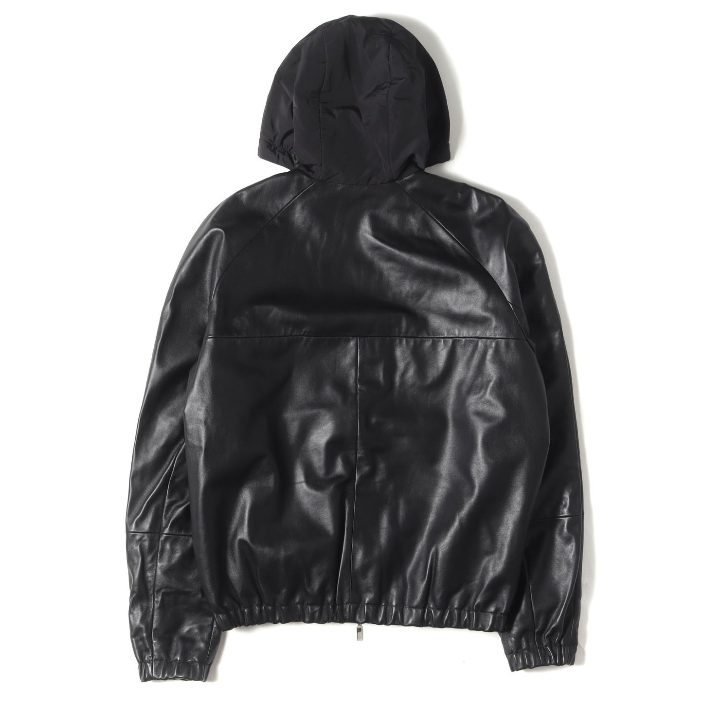 リバーシブル エンボスロゴ ラムレザー リップストップ パテッド フーディ ブルゾン (013L421A0386) / ダブルジップ パーカー アウター ジャケット 羽織 中わた ラグカジ ラグジュアリー