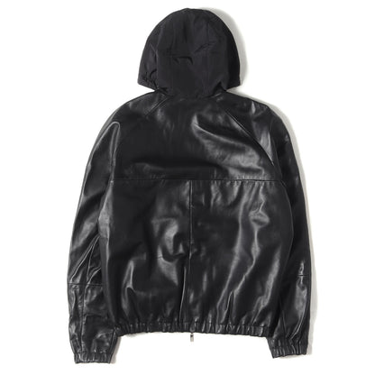 リバーシブル エンボスロゴ ラムレザー リップストップ パテッド フーディ ブルゾン (013L421A0386) / ダブルジップ パーカー アウター ジャケット 羽織 中わた ラグカジ ラグジュアリー