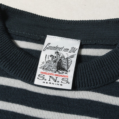 ショルダーボタン ボーダー ミドルゲージ ウール ニット / セーター プルオーバー