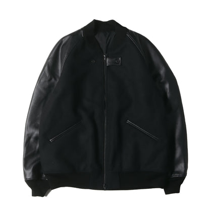 22AW PUレザー スリーブ ライトメルトン ジップ スタジャン (CLASSIC VARISTY JACKET HN4327) / プリマロフト