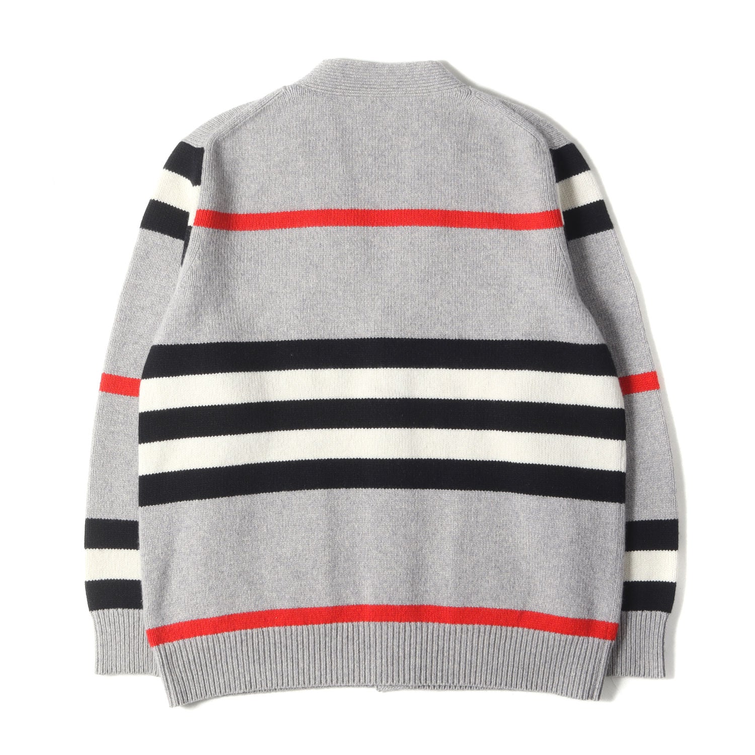 BURBERRY (バーバリー) 22AW × POP TRADING COMPANY ワッペン 刺繍 ボーダー カシミヤ混ウール ニット Vネック  カーディガン (Oakford Stripe Cardigan 8055477) / アウター 羽織 定番 ベーシック ブリティッシュ トラッド  ラグカジ - ブランド古着の通販・買取 | BEEGLE ...