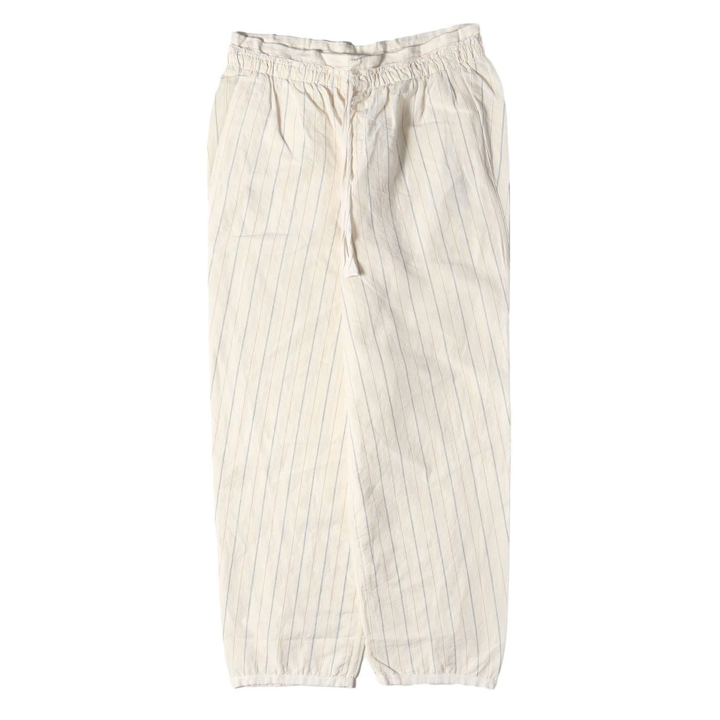 ツイン ストライプ ヘムテープ 変則切替 コットンリネン イージー パンツ (H2172010FA) / ボタンフライ ラグカジ ラグジュアリー カジュアル