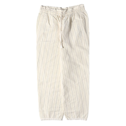 ツイン ストライプ ヘムテープ 変則切替 コットンリネン イージー パンツ (H2172010FA) / ボタンフライ ラグカジ ラグジュアリー カジュアル