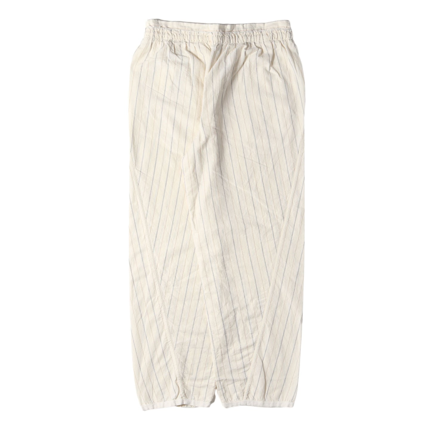 ツイン ストライプ ヘムテープ 変則切替 コットンリネン イージー パンツ (H2172010FA) / ボタンフライ ラグカジ ラグジュアリー カジュアル
