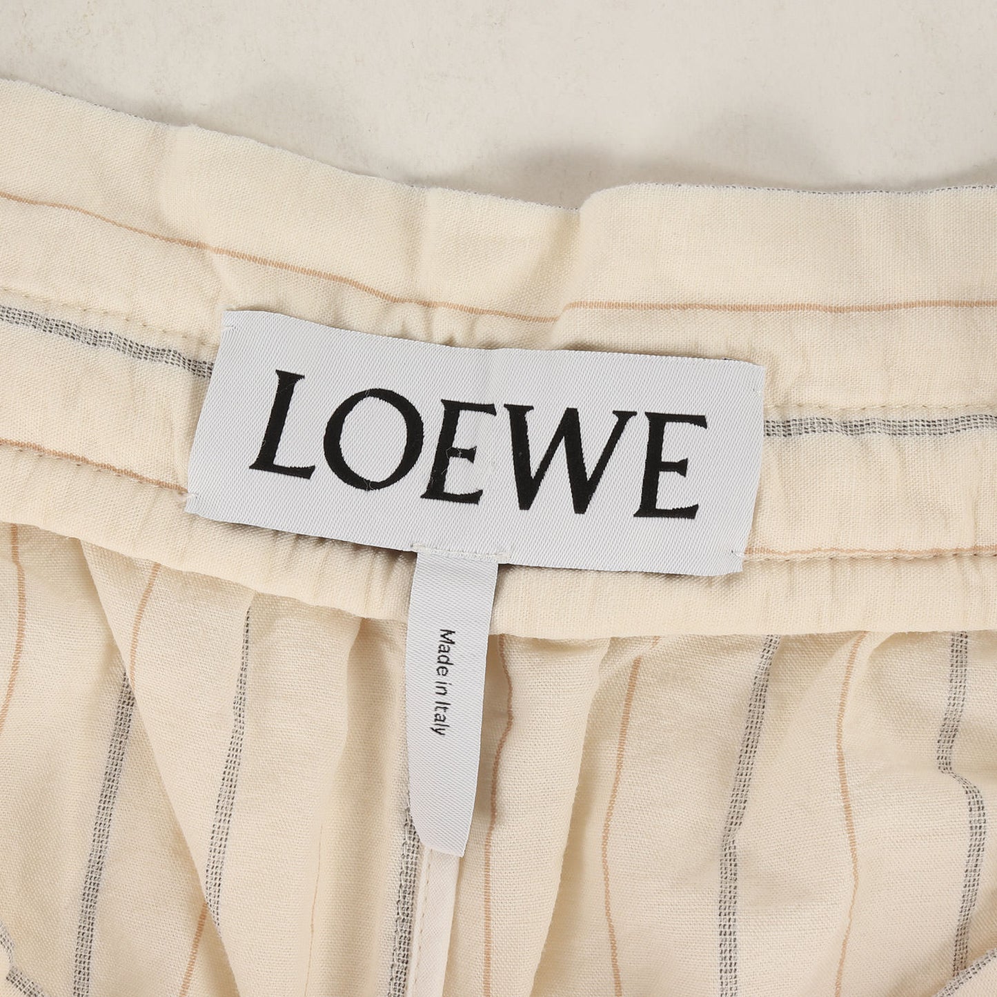 ツイン ストライプ ヘムテープ 変則切替 コットンリネン イージー パンツ (H2172010FA) / ボタンフライ ラグカジ ラグジュアリー カジュアル