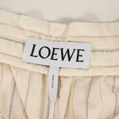 ツイン ストライプ ヘムテープ 変則切替 コットンリネン イージー パンツ (H2172010FA) / ボタンフライ ラグカジ ラグジュアリー カジュアル