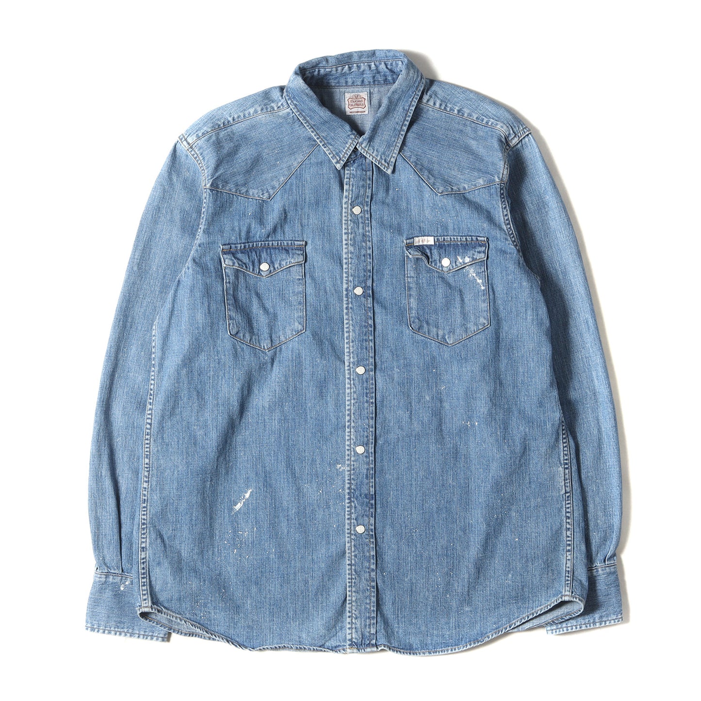 22AW ウォッシュ加工 ハンドペンキペイント デニム ウエスタン シャツ (SD Denim Western Shirt) / 長袖