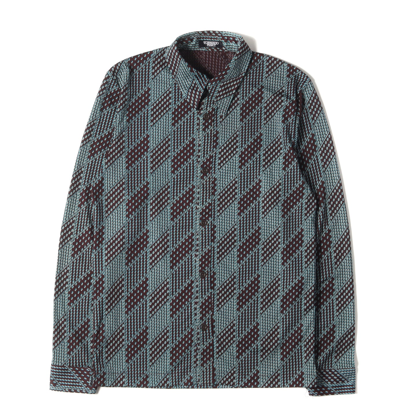 90s - 00s ジオメトリック ポリ ジャージー ボックスシルエット シャツ / 長袖 総柄 アーカイブ Y2K