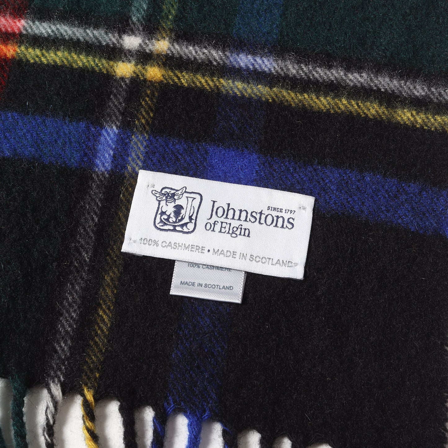 ブラックスチュアート タータンチェック カシミヤ ウール ニット マフラー / 大判 ストール スカーフ