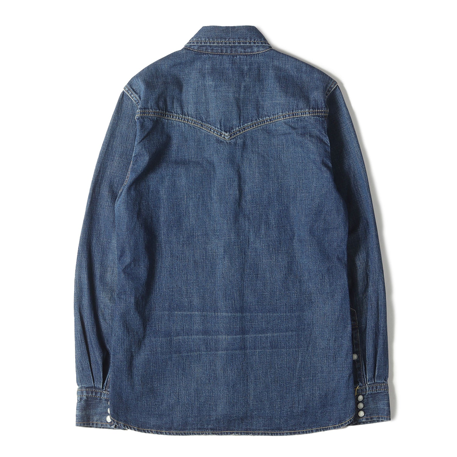 レミレリーフ　スタッズ　ヴィンテージ加工　ウエスタンデニムシャツ　インディゴ　L レミレリーフ スタッズ ヴィンテージ加工 ウエスタンデニムシャツ