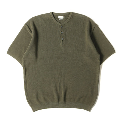 23SS ルーズフィット ヘンリーネック コットンニット Tシャツ (KUBO HENLEY NECK SHORT SLEEVE KNIT LOOSE 8118-248-0120) / 半袖 セーター ミドルゲージ