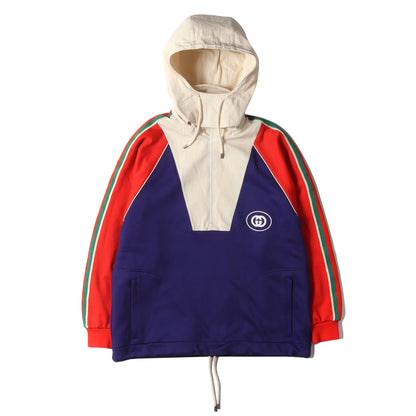 22AW 取り外し可能フード付き ワンポイント GG ロゴ ハーフジップ ジャケット (Logo Half Zip Jacket 695987 XJEH0) / ブルゾン プルオーバー アノラック パーカー