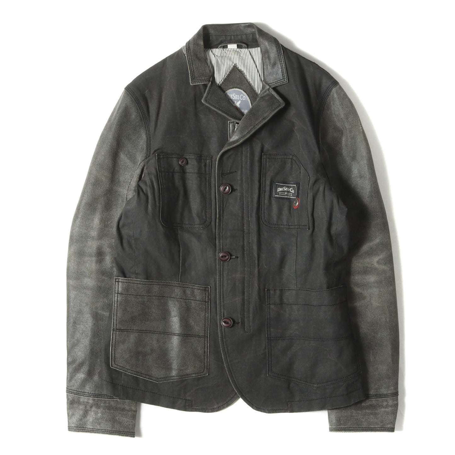 USED加工 レザー 切替 キャンバス ワーク ジャケット