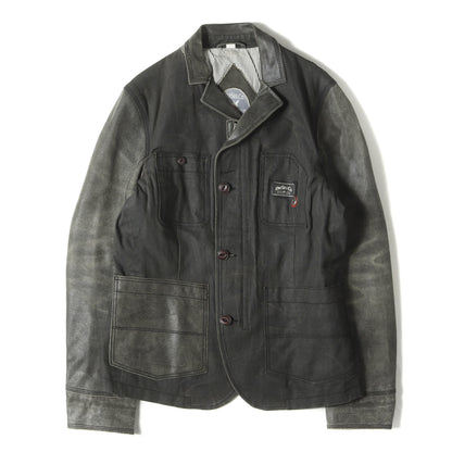 USED加工 レザー 切替 キャンバス ワーク ジャケット