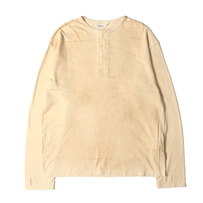 23SS ヴィンテージ ダメージ 加工 ヘンリーネック ロングスリーブ カットソー (VINTAGE WASH HENLEY NECK L/S TEE NMCU-23SS-007) / 長袖 Tシャツ ロンT ドメスティック