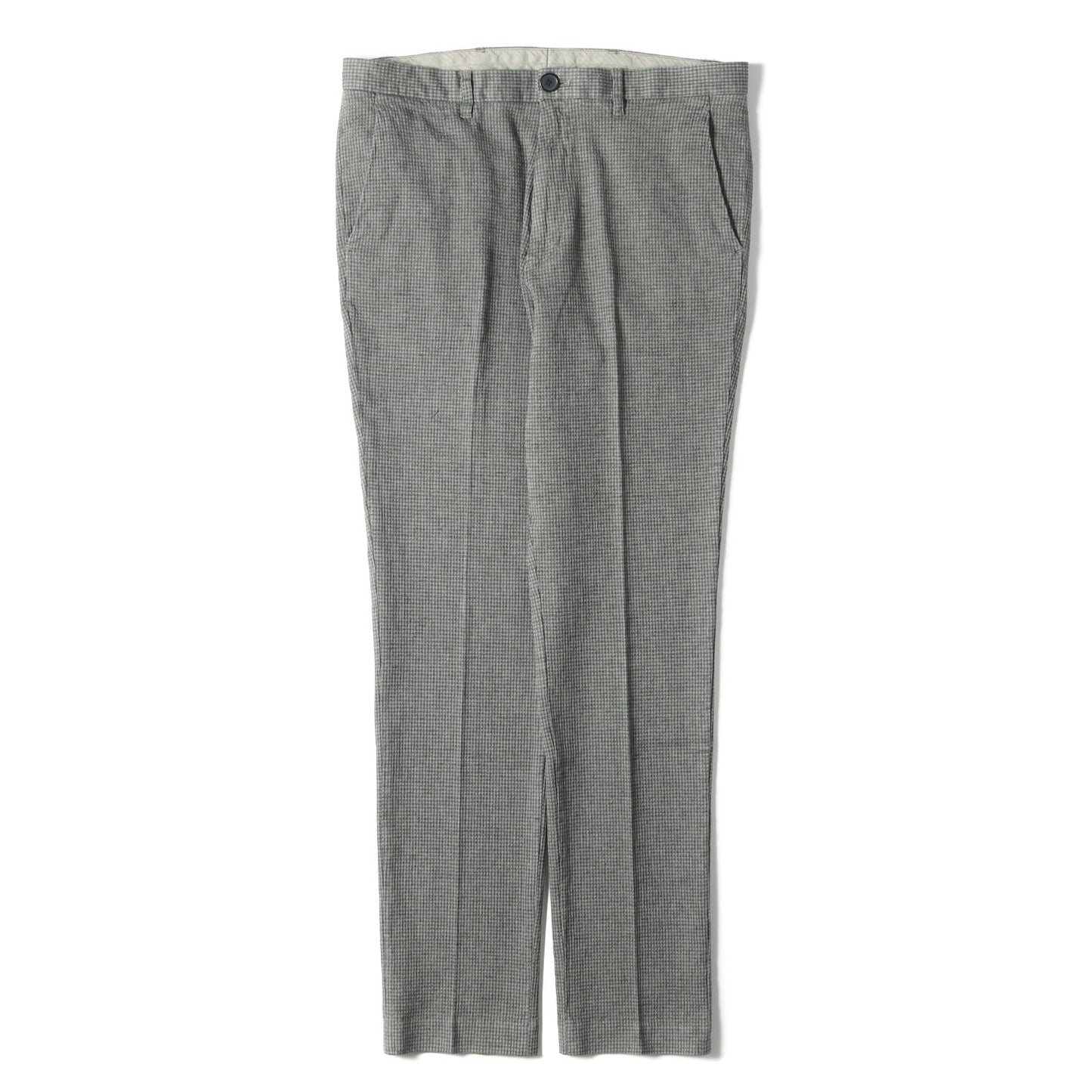 ハウンドトゥース スリムテーパード ストレッチ コットン リネン スラックス パンツ (122112 922PC) / トラウザーズ 千鳥格子 PS