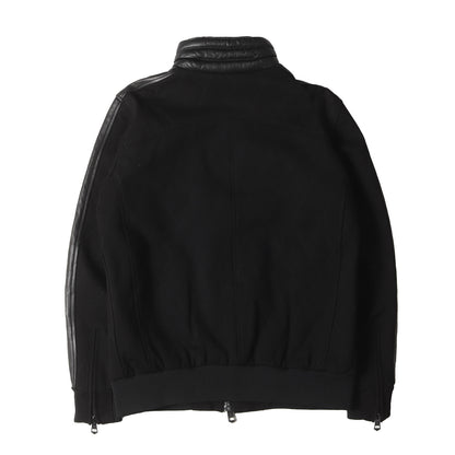 シープレザー 切替 ストレッチ レーヨンナイロン ジャージ ハイネック ダブルジップ トラック ジャケット / ブルゾン アウター 羽織 定番 ベーシック ラグカジ ラグジュアリー ハイエンド カジュアル RELAX