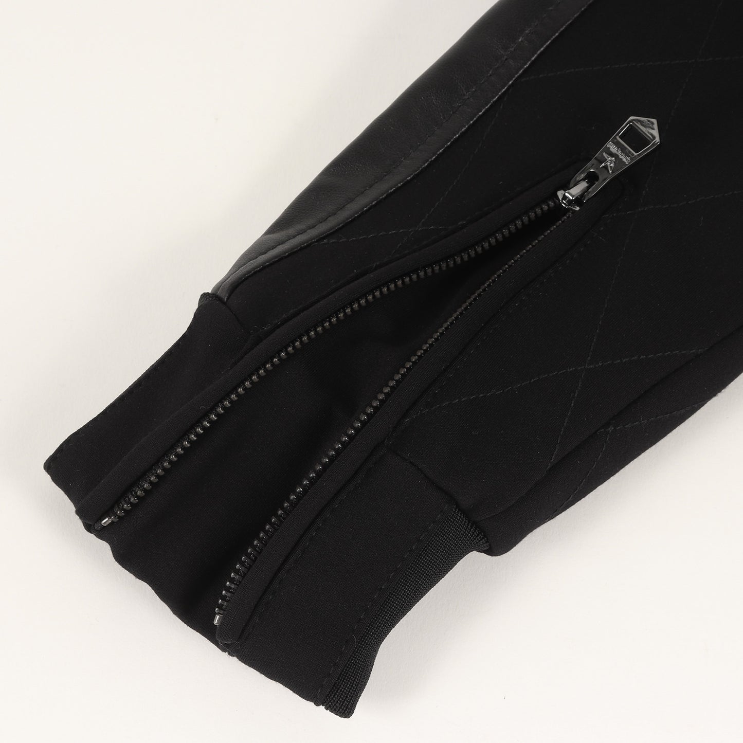 シープレザー 切替 ストレッチ レーヨンナイロン ジャージ ハイネック ダブルジップ トラック ジャケット / ブルゾン アウター 羽織 定番 ベーシック ラグカジ ラグジュアリー ハイエンド カジュアル RELAX