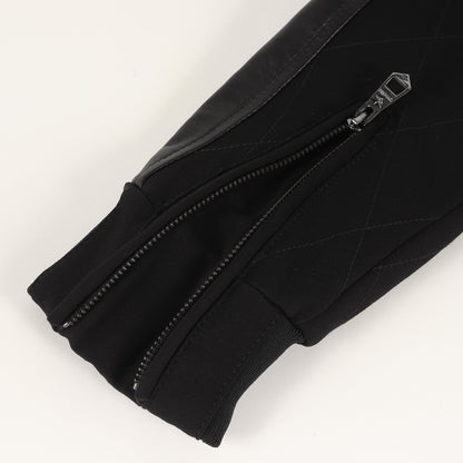 シープレザー 切替 ストレッチ レーヨンナイロン ジャージ ハイネック ダブルジップ トラック ジャケット / ブルゾン アウター 羽織 定番 ベーシック ラグカジ ラグジュアリー ハイエンド カジュアル RELAX