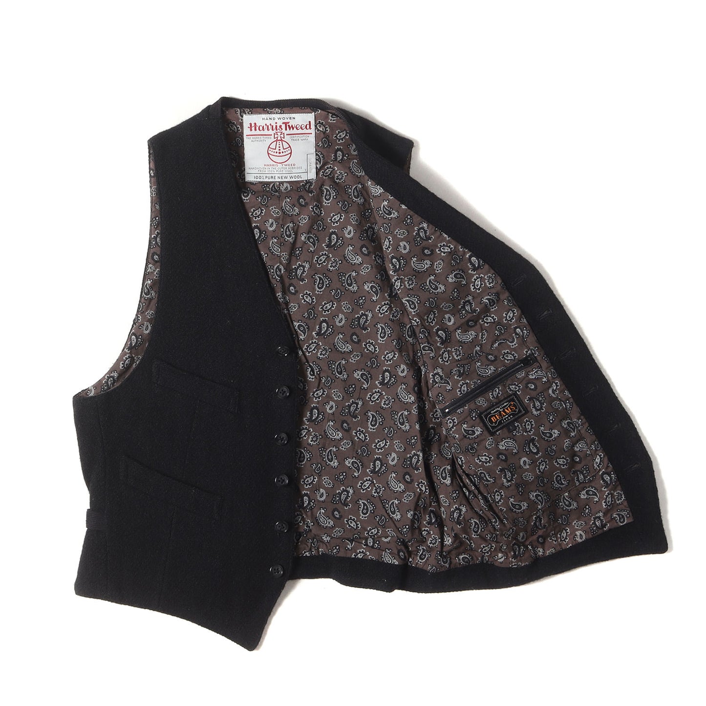 × HARRIS TWEED 裏ペイズリー ウール ツイード ジレ ベスト (38-06-0108-803) / BEAMS PLUS