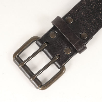 ヴィンテージ加工 ダブルピン レザー ベルト / カジュアル アメカジ