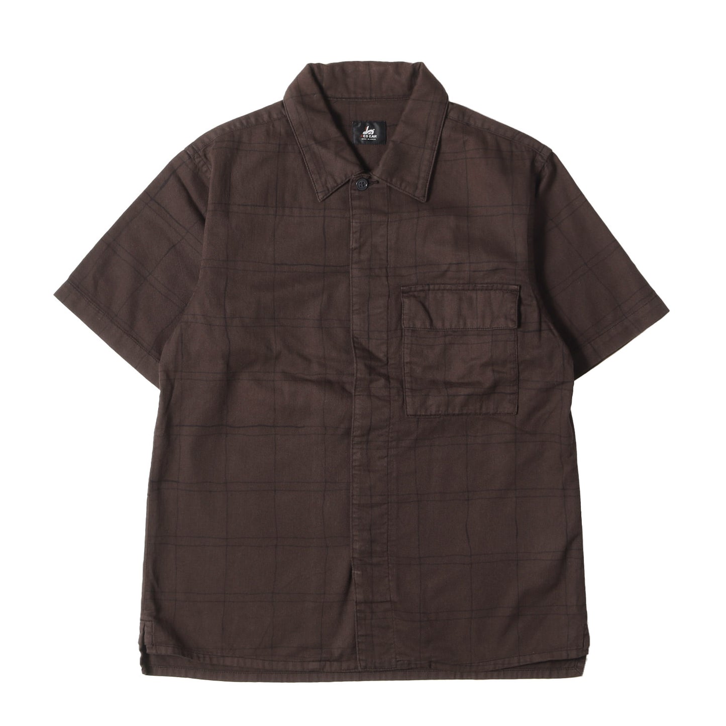 チェック フライフロント フランネル 半袖 シャツ (112606 RB110) / 比翼仕立て RED EAR MADE IN JAPAN