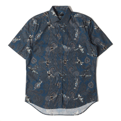 ジェット ペイズリー ブロード 半袖 ドレス シャツ / 総柄 バンダナ 飛行機 戦闘機