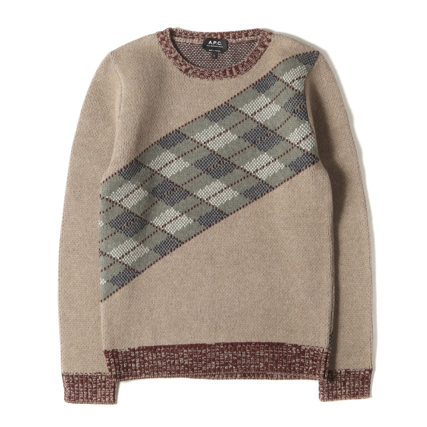 パネル切替 アーガイル ジャガード ニット